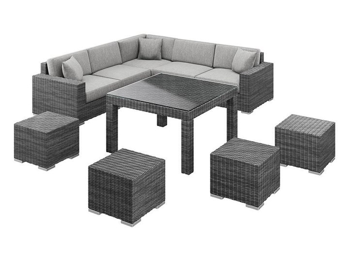 Meble ogrodowe MILANO IV royal szary Technorattan Aluminium Zawartość zestawu Stolik Tworzywo sztuczne Zestawy wypoczynkowe Kategoria Zestawy mebli ogrodowych