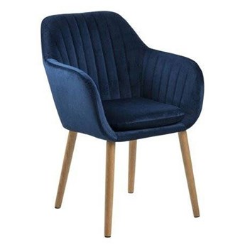 Niebieskie welurowe krzesło tapicerowane - Tristo 4X