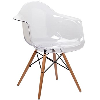 Transparentne krzesło z podłokietnikami Ice Wood