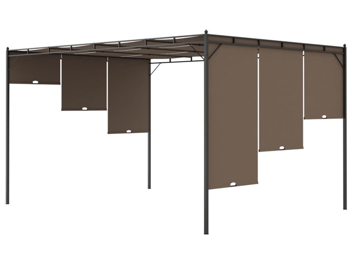 vidaXL Altana ogrodowa z zasłoną, 4 x 3 x 2,25 m, kolor taupe Długość 4 m Szerokość 3 m Wysokość 225 cm Kategoria Altany ogrodowe