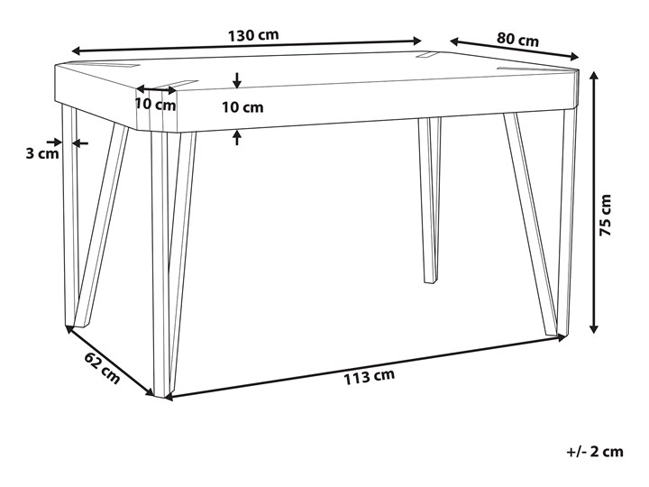 Stół do jadalni jasne drewno czarne metalowe nogi 130 x 90 cm prostokątny styl industrialny Długość 130 cm Płyta MDF Pomieszczenie Stoły do jadalni