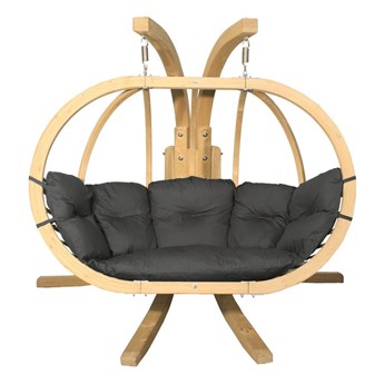 Fotel wiszący drewniany ze stojakiem - SwingPod XL Graphite
