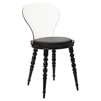 Krzesło w stylu retro z transparentnym oparciem Slip