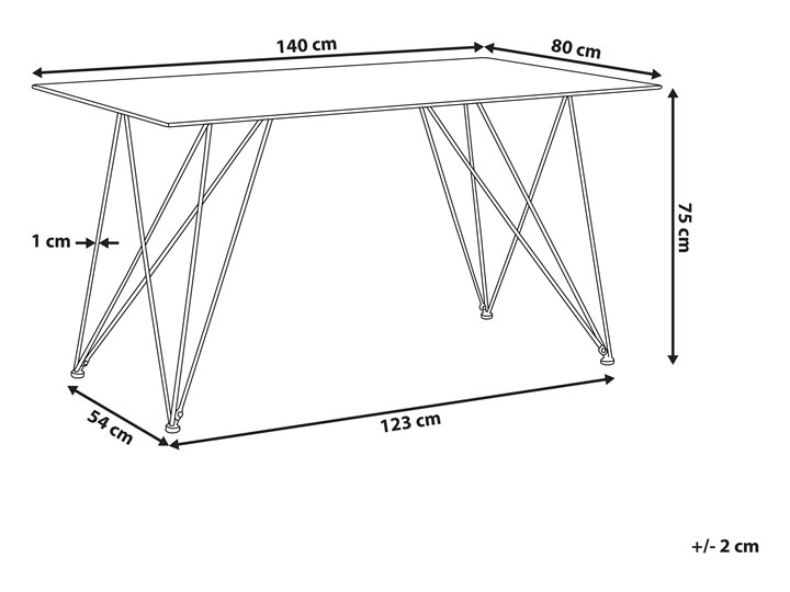 Stół do jadalni efekt marmuru biały ze złotym blat szkło hartowane metalowe nogi 140 x 80 cm styl glam salon Długość 140 cm Pomieszczenie Stoły do salonu
