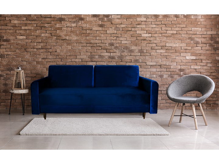 Nowoczesna sofa z funkcją spania ELIZA w kolorze ciemnoniebieskim Głębokość 55 cm Głębokość 97 cm Szerokość 225 cm Nóżki Na nóżkach Kategoria Sofy i kanapy