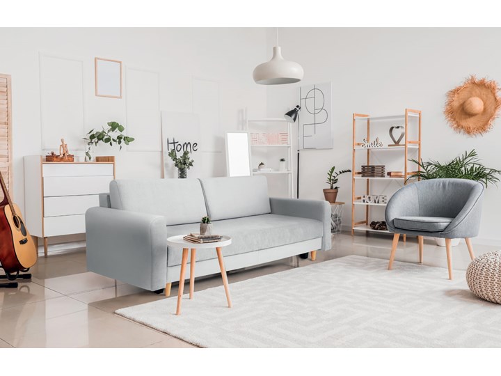 Nowoczesna sofa z funkcją spania ELIZA w kolorze szarym Szerokość 225 cm Głębokość 55 cm Głębokość 97 cm Nóżki Na nóżkach Kategoria Sofy i kanapy