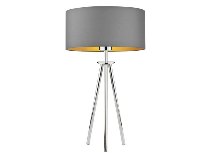 LAMPA NA STOLIK KANIS WALEC GOLDEN Chrom Wysokość 50 cm Styl Nowoczesny Lampa z abażurem Stal Kategoria Lampy stołowe