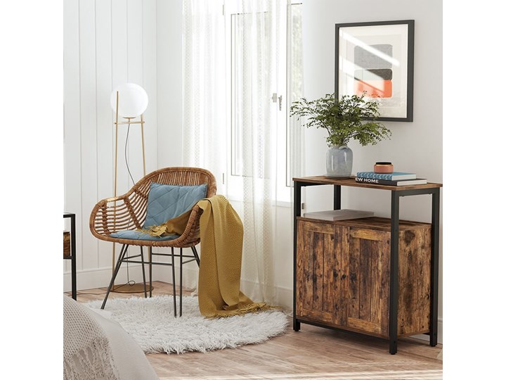Bettso Elegancka komoda w stylu industrialnym z półką / Rustic brown Wysokość 80 cm Płyta MDF Głębokość 30 cm Szerokość 69 cm Szerokość 80 cm Styl Nowoczesny