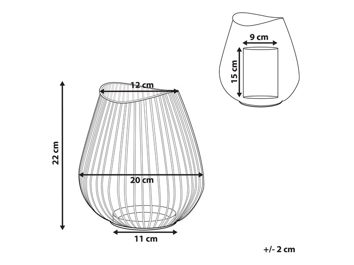 Lampion czarny metalowy 22 cm świecznik ze szklanym wkładem dekoracyjny Szkło Kategoria Świeczniki i świece