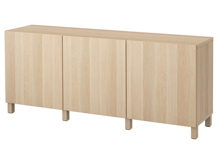 IKEA BESTÅ Kombinacja z drzwiami, Dąb bejcowany na biało/Lappviken/Stubbarp dąb bejcowany na biało, 180x42x74 cm Szerokość 180 cm Z szafkami Drewno Wysokość 42 cm Głębokość 42 cm Płyta MDF Pomieszczenie Pokój nastolatka