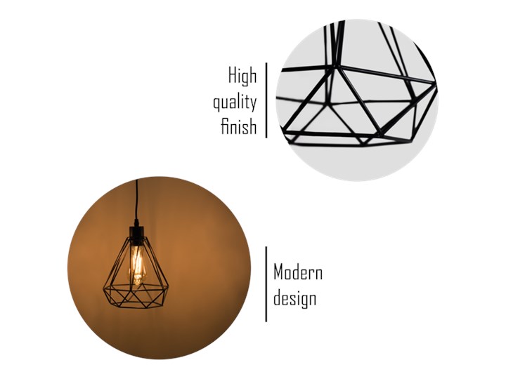 Lampa wisząca LOFT ALAMBRA LARGO E27 czarna EDO777193 EDO Tkanina Lampa inspirowana Pomieszczenie Salon Stal Lampa z kloszem Szkło Metal Ilość źródeł światła 1 źródło