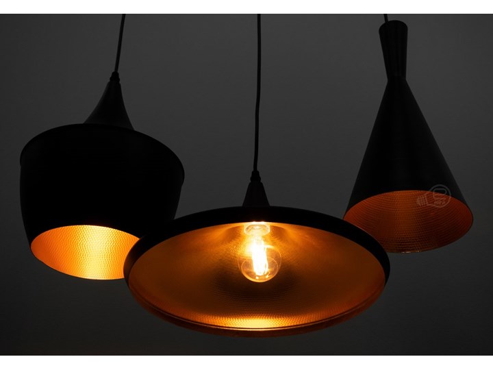 Lampa wisząca LACRI SQ 3xE27 czarna pozłacana EDO777181 EDO Metal Lampa z kloszem Szkło Lampa inspirowana Stal Pomieszczenie Sypialnia Tkanina Ilość źródeł światła 3 źródła