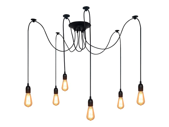 Lampa wisząca pająk ARANEA 6xE27 czarny EDO777189 EDO Tkanina Szkło Stal Lampa inspirowana Lampa pająk Pomieszczenie Sypialnia Metal Ilość źródeł światła 6 źródeł