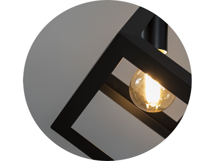 Lampa wisząca FERRUM Black SQ E27 żelazna czarna matowa EDO777176 EDO Lampa inspirowana Stal Metal Tkanina Szkło Pomieszczenie Kuchnia
