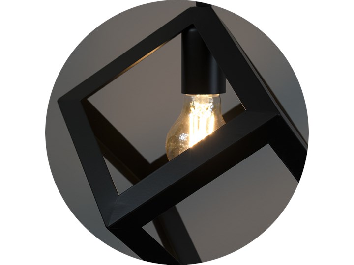 Lampa wisząca FERRUM Black SQ E27 żelazna czarna matowa EDO777176 EDO Ilość źródeł światła 1 źródło Metal Stal Szkło Tkanina Lampa inspirowana Styl Nowoczesny