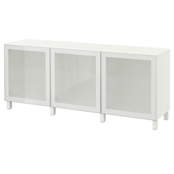 IKEA BESTÅ Kombinacja z drzwiami, biały/Glassvik/Stubbarp białe szkło matowe, 180x42x74 cm