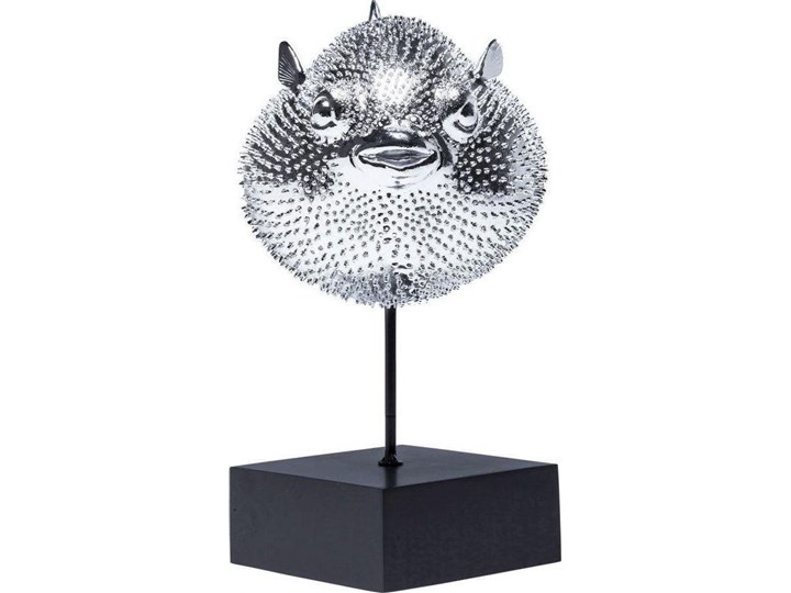 Figurka dekoracyjna Blowfish 24x29 cm srebrna Tworzywo sztuczne Ryby Kolor Biały Kolor Srebrny