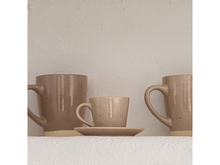 Filiżanka do kawy ze spodkiem Tilia ceramiczna beżowa Ceramika Filiżanka ze spodkiem Kolor Biały