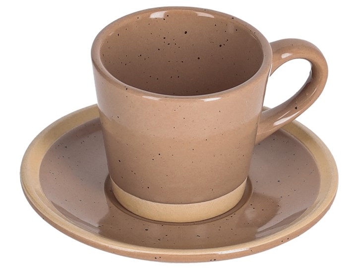 Filiżanka ceramiczna do kawy ze spodkiem brązowa Ø11x7 cm