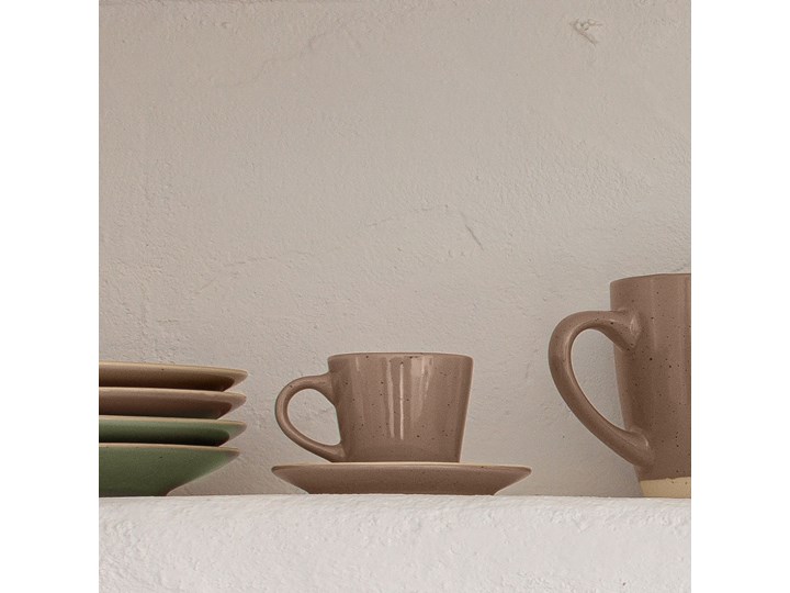 Filiżanka do kawy ze spodkiem Tilia ceramiczna jasnobrązowa Filiżanka ze spodkiem Kolor Brązowy Ceramika Kategoria Filiżanki