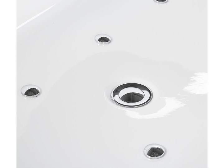 Wanna wolnostojąca biała akrylowa 170 x 80 cm LED hydromasaż system przelewowy owalna współczesna Wolnostojące Kolor Biały Kategoria Wanny