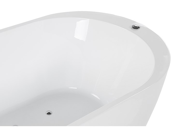 Wanna wolnostojąca biała akrylowa 170 x 80 cm LED hydromasaż system przelewowy owalna współczesna Wolnostojące Kolor Biały