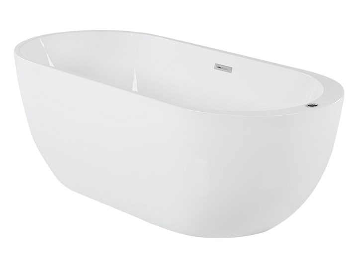 Wanna wolnostojąca biała akrylowa 170 x 80 cm LED hydromasaż system przelewowy owalna współczesna Wolnostojące Kolor Biały