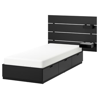 IKEA NORDLI Rama łóżka z pojemnikiem, zagłówek, antracyt, 90x200 cm