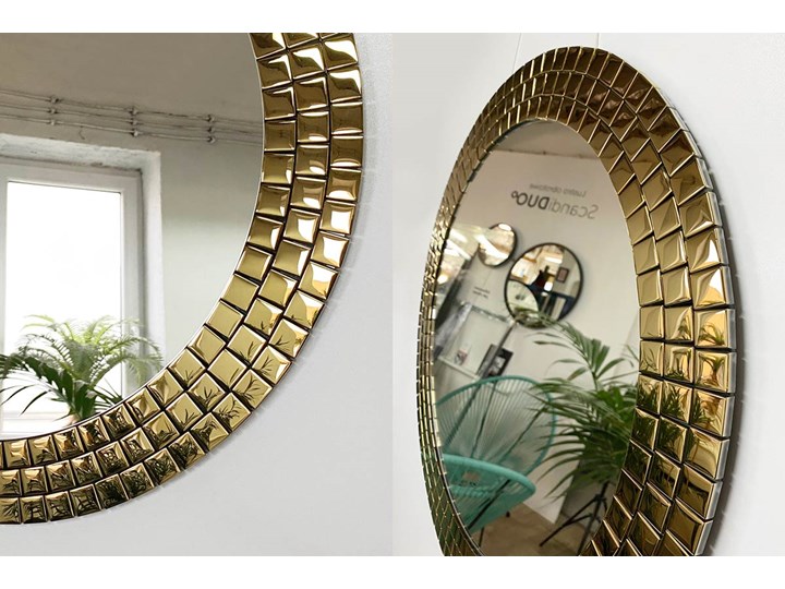 Lustro Aurora Gold Okrągłe Pomieszczenie Salon Lustro z ramą Ścienne Pomieszczenie Łazienka