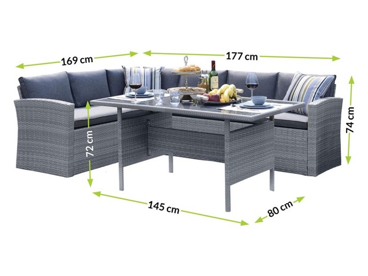 ELEGANCKI ZESTAW MEBLI OGRODOWYCH Technorattan Rattan Kategoria Zestawy mebli ogrodowych Zestawy wypoczynkowe Stal Liczba miejsc Pięcioosobowy