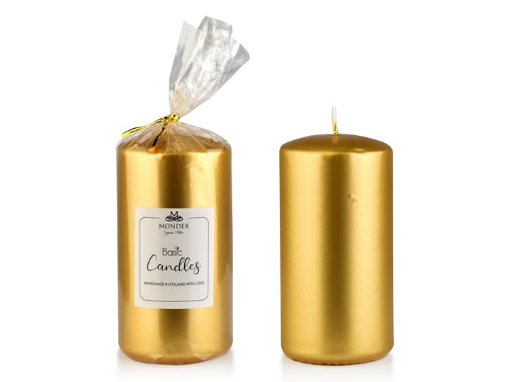 Świeca parafinowa 7x14cm metalik złoty Kategoria Świeczniki i świece Świeca Kolor Złoty