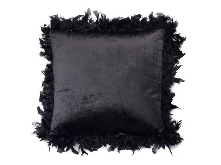 LORETA BLACK Poduszka 44x44cm pióra Okrągłe Poliester 44x44 cm Poszewka dekoracyjna Welur Poduszka dekoracyjna Aksamit Kolor Czarny
