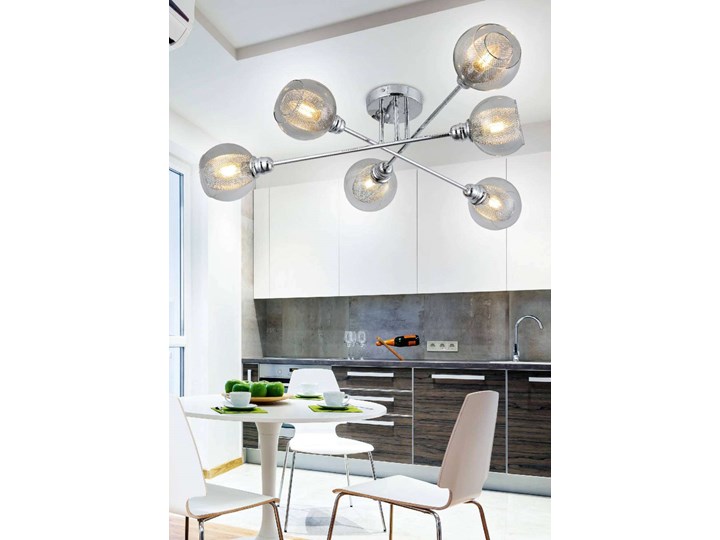 LAMPA sufitowa DIXI 36-61362 Candellux szklana OPRAWA plafon kule metalowe siatki sticks chrom przezroczyste Oprawa stropowa Kategoria Oprawy oświetleniowe Oprawa led Kolor Przezroczysty
