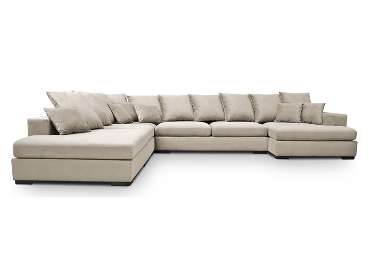 NOWOCZESNY NAROŻNIK DO DUŻEGO SALONU GABON PRAWY/LEWY Funkcje Z szezlongiem W kształcie litery U Wysokość 92 cm Szerokość 370 cm Głębokość 155 cm Prawostronne Rozkładanie Rozkładany