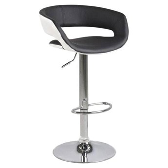 Biało-czarny stołek barowy z oparciem - Derto 2X