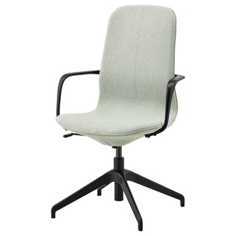 IKEA LÅNGFJÄLL Krzesło konferencyjne z podłokiet, Gunnared jasnozielony/czarny, Przetestowano dla: 110 kg