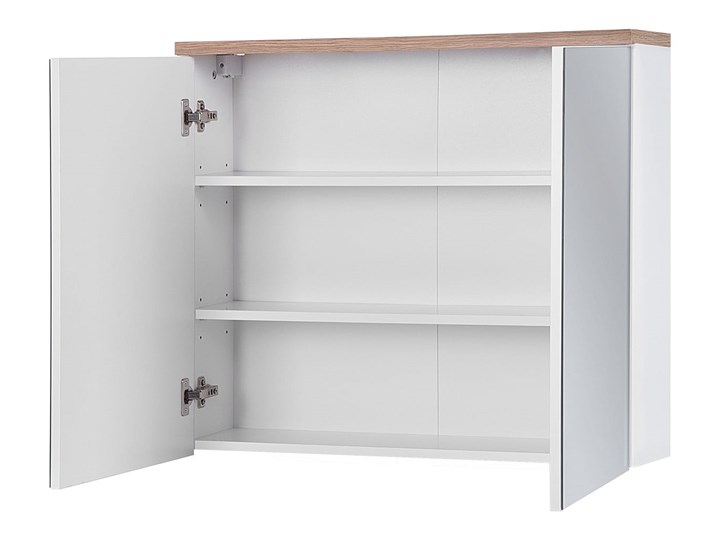 Lustrzana szafka wisząca do łazienki 80 cm biała Szafki Z lustrem Drewno Wysokość 70 cm Płyta MDF Wiszące Rodzaj frontu Drzwiczki Głębokość 20 cm Kategoria Szafki stojące