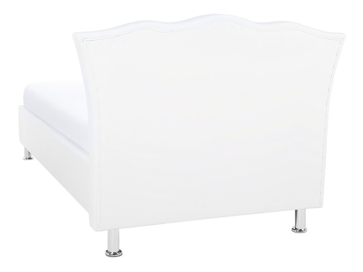Łóżko białe ekoskóra 90 x 200 cm z pojemnikiem i stelażem ozdobne wezgłowie z kryształkami i ćwiekami Łóżko tapicerowane Kolor Biały Kategoria Łóżka do sypialni