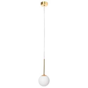LAMIA 1 lampa wisząca 1 x 9W LED E14 (złoty / transparent / biały) design kula biała prosta nowoczesna KASPA 11028105