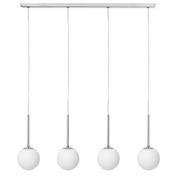 LAMIA LISTWA 4 lampa wisząca 4 x 9W LED E14 (chrom / transparent / biały) design kula biała prosta nowoczesna listw KASPA 11038403