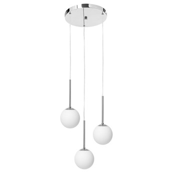 LAMIA PLAFON 3 lampa wisząca 3 x 9W LED E14 (chrom / transparent / biały) design kula biała prosta nowoczesna żyran KASPA 11036303