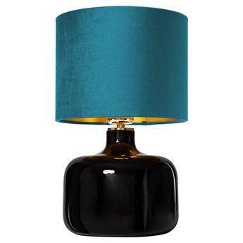 LORA lampa stojąca 1 x 25W LED E27 (złoty / czarny / morski ze złotem) nocna stołowa abażur aksamit welur KASPA 41055112