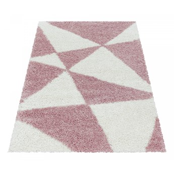 Dywan shaggy Tango trójkąty różowo-kremowy 60 cm x 110 cm