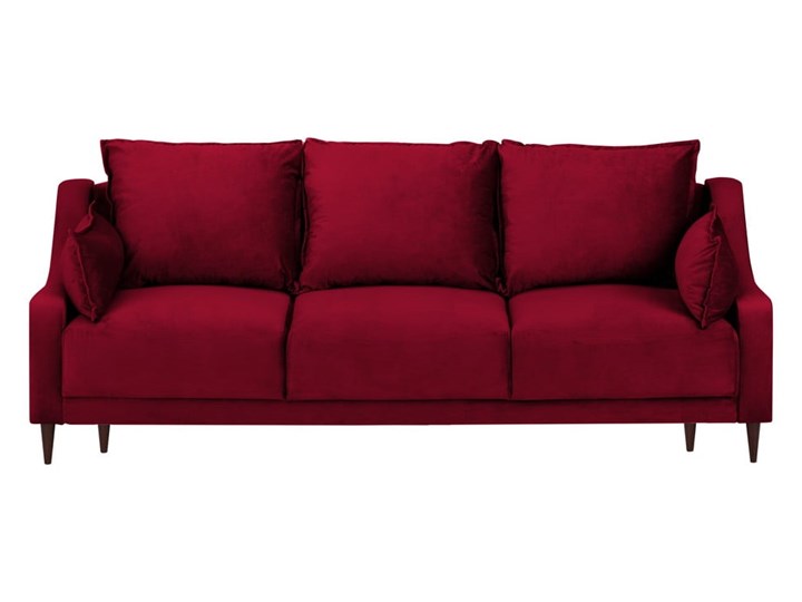 Czerwona rozkładana sofa ze schowkiem Mazzini Sofas Freesia, 215 cm Głębokość 135 cm Boki Z bokami Wielkość Trzyosobowa