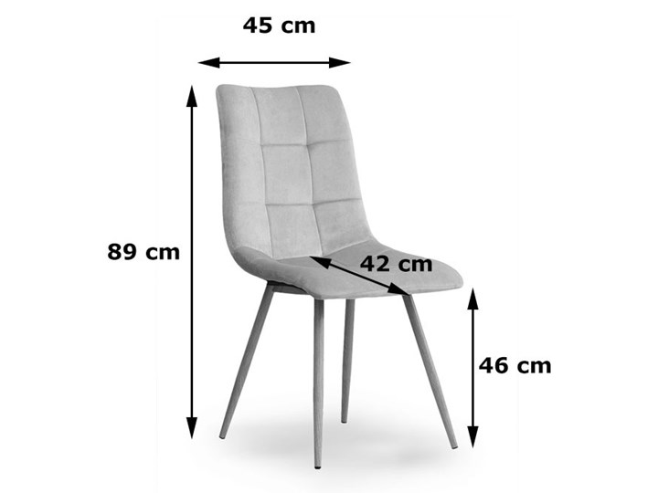 Bettso Zestaw krzeseł BEN do nowoczesnej jadalni - granatowy / noga czarna Metal Styl Skandynawski Tkanina Szerokość 89 cm Wysokość 89 cm Szerokość 45 cm Stal Głębokość 58 cm Głębokość 42 cm Wysokość 46 cm Styl Nowoczesny