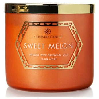 Colonial Candle Luxe sojowa świeca zapachowa w szkle 3 knoty 14.5 oz 411 g - Sweet Melon