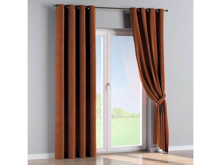 Zasłona na kółkach 1 szt., karmelowy, 1szt 130 × 260 cm, Velvet Kategoria Zasłony 130x260 cm Poliester Mocowanie Taśma