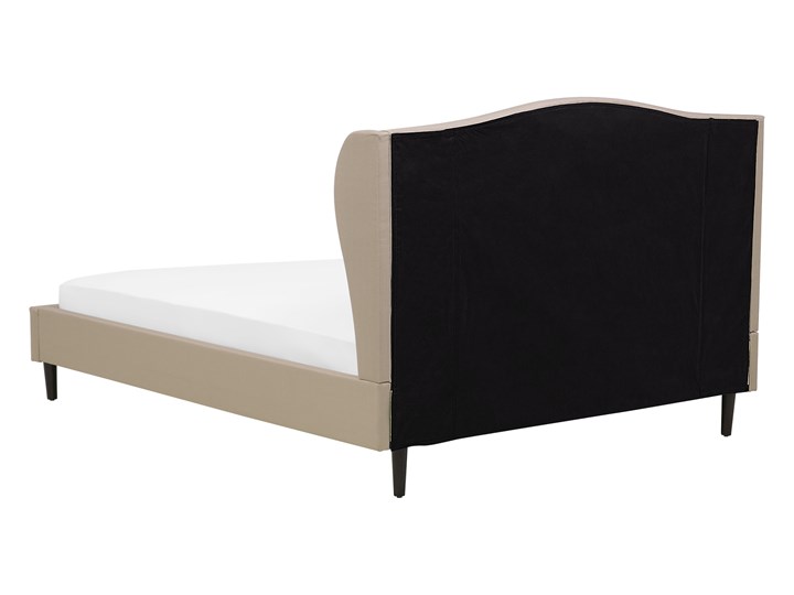 Łóżko ze stelażem tapicerowane beżowe 140 x 200 cm z zagłówkiem styl glamour Łóżko tapicerowane Kategoria Łóżka do sypialni