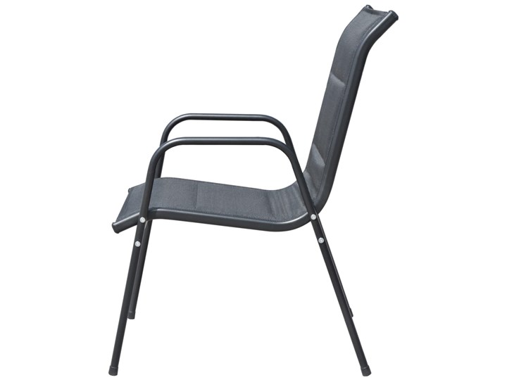 vidaXL Krzesła ogrodowe, sztaplowane, 2 szt., stal i Textilene, czarne Krzesło składane Styl Nowoczesny Tworzywo sztuczne Metal Kolor Czarny