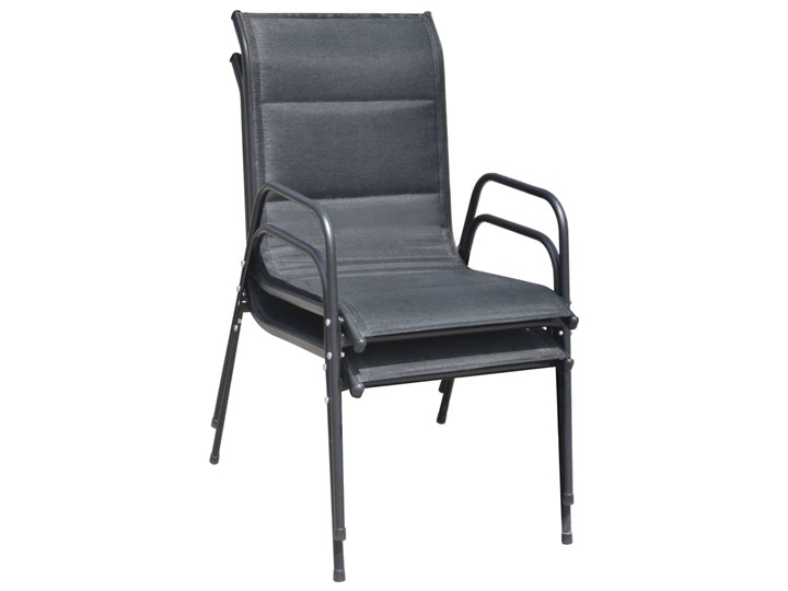 vidaXL Krzesła ogrodowe, sztaplowane, 2 szt., stal i Textilene, czarne Tworzywo sztuczne Metal Krzesło składane Kolor Czarny